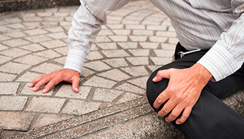 Old senior man falling down